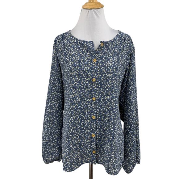 Pleione Blouse Womens XL Extra Large Multi Button Front Floral Print Long Sleeve - Picture 1 of 11